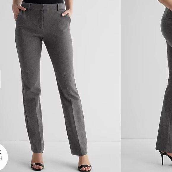 Express Pants - Express Editor Dress Pants Women's Size 4R Gray Black Straight Leg